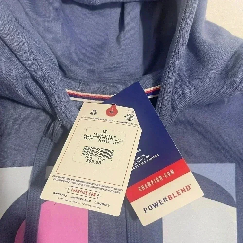Champion Seven Seas Blue Women's Plus Size Hoodie Sweater Plus size 1X New